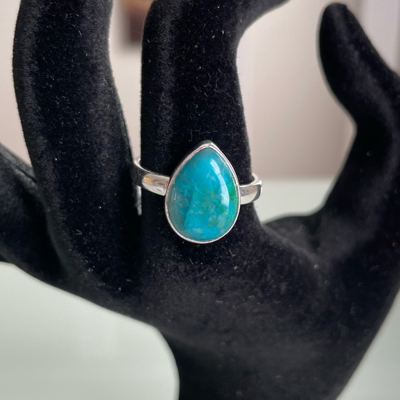 37. Chrysocolla in Quartz Ring - Picture 1 of 1